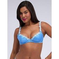 Boux Avenue Lark Satin Plunge Bra - Cornflower