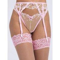 Boux Avenue Nyra Embroidered Suspender Belt - Pink