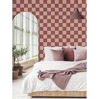 The Very Collection Checker Square- Deep Clay Wallpaper