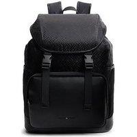 Tommy Hilfiger Nylon Jacquard Flap Backpack - Black