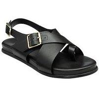 Ravel Ridley Leather Crossover Buckle Sandal - Black