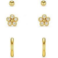 Orelia Crystal Flower & Micro Hoop Earring Pack