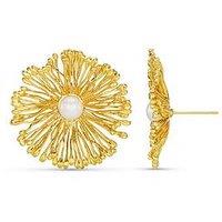 Orelia Statement Flower & Pearl Stud Earring