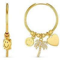 Orelia Eclectic Mixed Charm Hoop Earrings