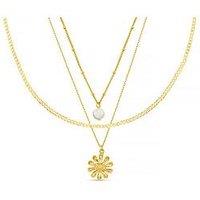 Orelia Pearl & Daisy 3 Row Necklace