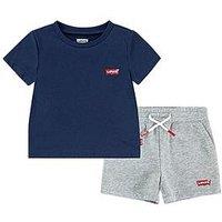 Levi'S Baby Boys Short Sleeve Batwing T-Shirt And Shorts Set - Blue