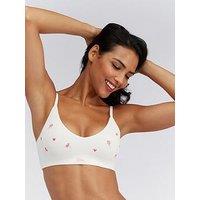 Boux Avenue Floral Emb Seamless Bralette - Ivory Mix