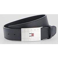 Tommy Hilfiger Flag Plaque Leather Belt - Black