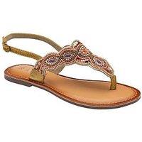 Ravel Batlow T-Bar Embroidered Sandal - Gold