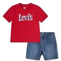 Levi'S Baby Boys Logo T-Shirt And Short Set - Red/Blue