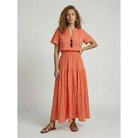 Raffya Candice Flutter Sleeve Maxi Dress In Orange