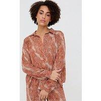 Raffya Ginger Button Down Tiger Print Shirt - Orange
