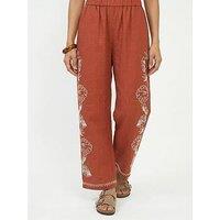 Raffya Tilly High Waist Embroidered Trouser In Rust