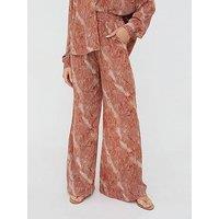 Raffya Ginger High Waist Tiger Print Trouser In Ginger Orange