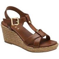 Ravel Elling Leather T-Bar Strap Wedge - Tan