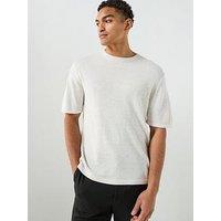 Calvin Klein Linen Viscose Blend Knitted T-Shirt - Off White