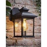 Valuelights Leo Matte Black Traditional Lantern Ip44 Outdoor Wall Light