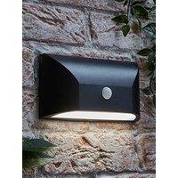 Valuelights Owen Black Downlight Ip65 Integrated Led Pir Motion Sensor Outdoor Wall Light