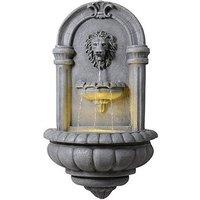 Teamson Home 32" Tiered Lion Head Stone Led Water Wall Fountain