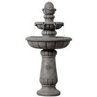 Teamson Home 39" Two-Tier Birdbath Water Fountain- Light Gray