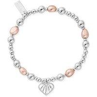 Chlobo Silver Loving Heart Pink Pearl Bracelet