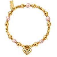 Chlobo Gold Loving Heart Pink Pearl Bracelet