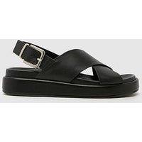 Schuh Tennessee Leather Cross Strap Sandal - Black