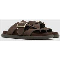 Schuh Tear Suede Buckle Footbed Sandal - Brown