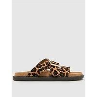Schuh Tear Cow Hair Buckle Footbed Sandal - Animal Print