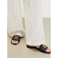 River Island Signature Weave Mule Sandal - Black