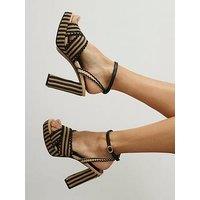 River Island Raffia Stripe Platform Sandals - Black