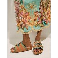 River Island Aqua Stripe Footbed Sandal - Orange