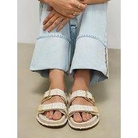 River Island Boucle Footbed Sandal - Cream