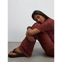 River Island Padded Thong Flatform Sandal - Brown