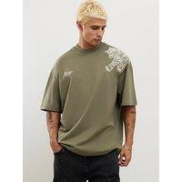 River Island Short Sleeve Tiger Roping T-Shirt - Green