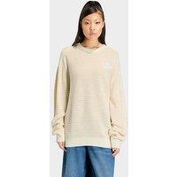 Adidas Originals Women'S Oversized Holiday Knit Crew Neck Sweater - Cream