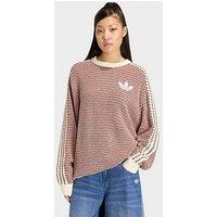 Adidas Originals Women'S Oversized Holiday Knit Crew Neck Sweater - White/Green/Red