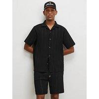 River Island Slim Ottoman Textured Shorts - Black