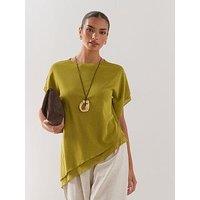 The Very Collection Asymmetric Draped Top - Green