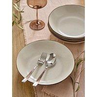 Michelle Keegan Home Michelle Keegan Set Of 4 Pasta Bowls - Speckle Cream Glaze With Brown Reactive Rim