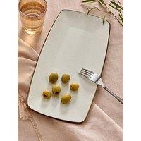 Michelle Keegan Home Platter Serving Plate Speckle Cream Glaze With Brown Reactive Rim