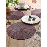 The Very Collection Set Of 4 Round Woven Placemats - Dark Red