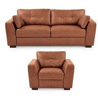 The Very Collection Arden 3 Seater Leather Sofa + Chair