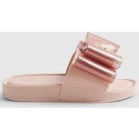 River Island Older Girls Glitter Bow Sliders - Pink