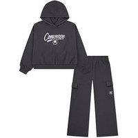 Converse Girls Hoodie And Cargo Pant Set - Black