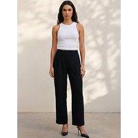 Roman Pleated Wide Leg Buttoned Trouser