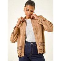 Roman Faux Suede Cut Out Shacket