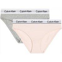 Calvin Klein Girls 2 Pack Modern Cotton Bikini Briefs - Grey/Pink
