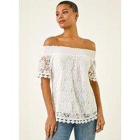 Roman Lace Detail Bardot Top