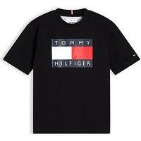 Tommy Hilfiger Boys Heritage Printed Flag Short Sleeve T-Shirt - Black